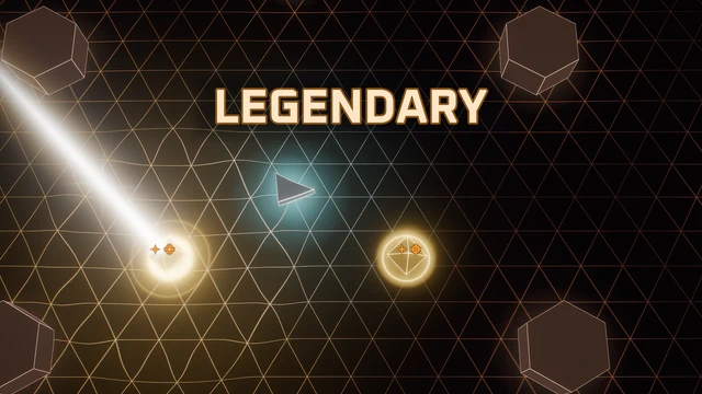 A legendary drop: a golden beam of light rises from the crystal and the flash names its rarity.