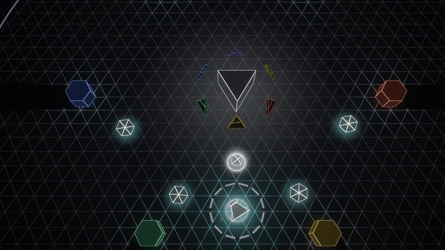 The White Point: dark glass in the middle, six pillars in the colours of the bands around it.